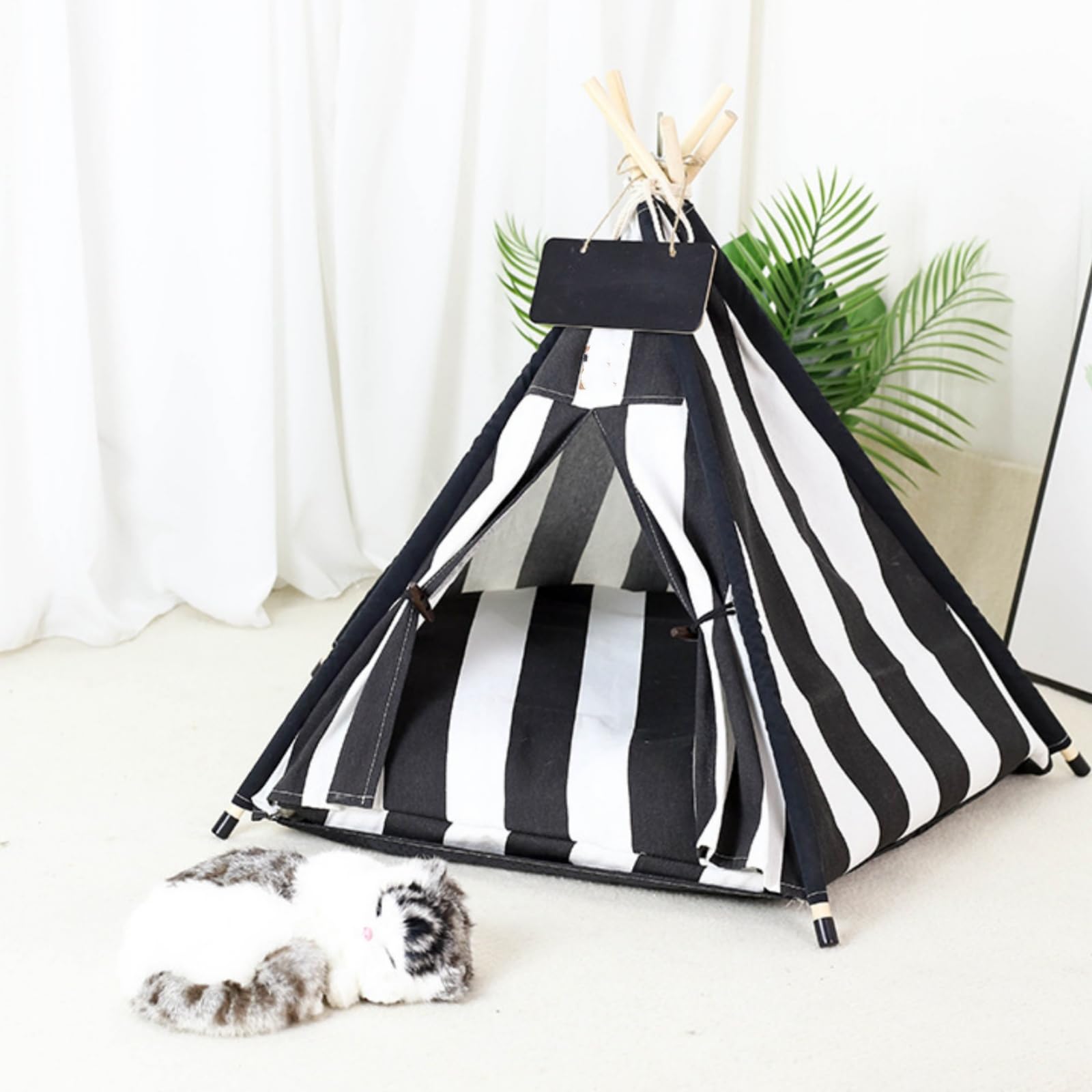 Tente pour Animaux de Compagnie, lit pour Chien, tipi Portable et Amovible pour Chiot, chenil intérieur et extérieur avec Coussins Doux et Tableau Noir pour écrire des Noms