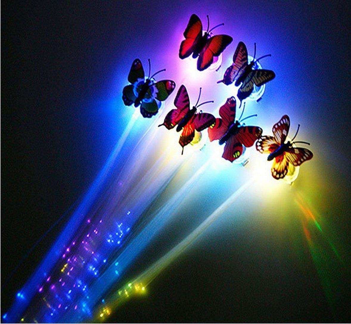 12 LED Flashing Butterfly Hair Pins | Party Favors for Girls and Women | Braided Fiber Optic Hairpin for Party Decoration (Multicolor)