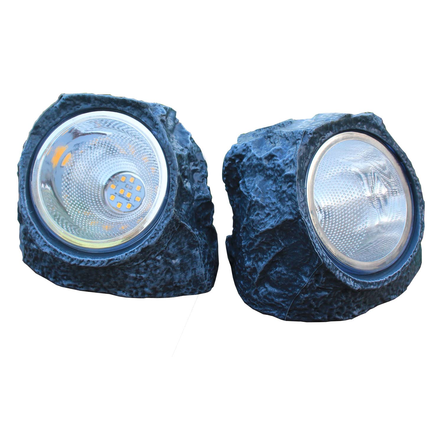 EiGreen Solar Landscape Lights, 2 Pack 10 LED Waterproof Outdoor Rock Lights, Garden Outdoor Decoration (Warm White, 2pack)