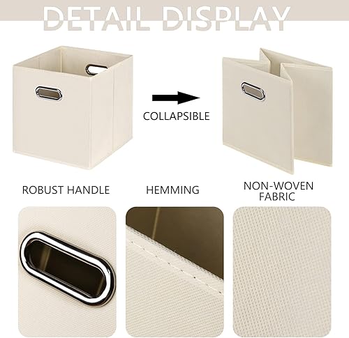 Vista 141 de Contenedores de almacenamiento de tela de tela, organizador de cubos de tela con asas dobles, cestas de almacenamiento plegables para el hogar