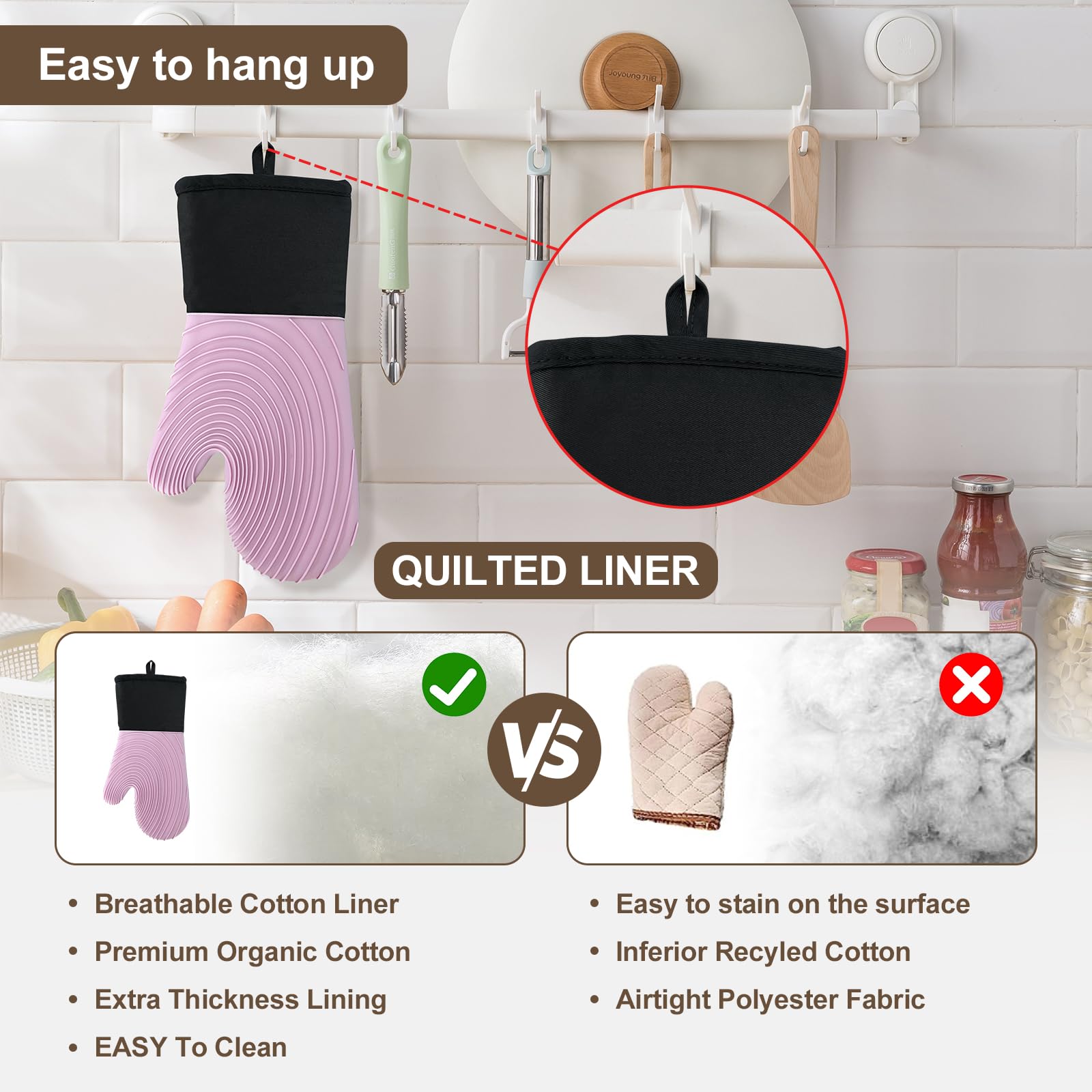 Ofenhandschuhe, Silikon, Ofenhandschuhe, hitzebeständig, 250 °C, rutschfest, Küchenhandschuhe, Silikon, Ofenhandschuhe, 1 Paar – Ofenhandschuhe, Silikon, Topflappen für Küche, Ofenhandschuhe