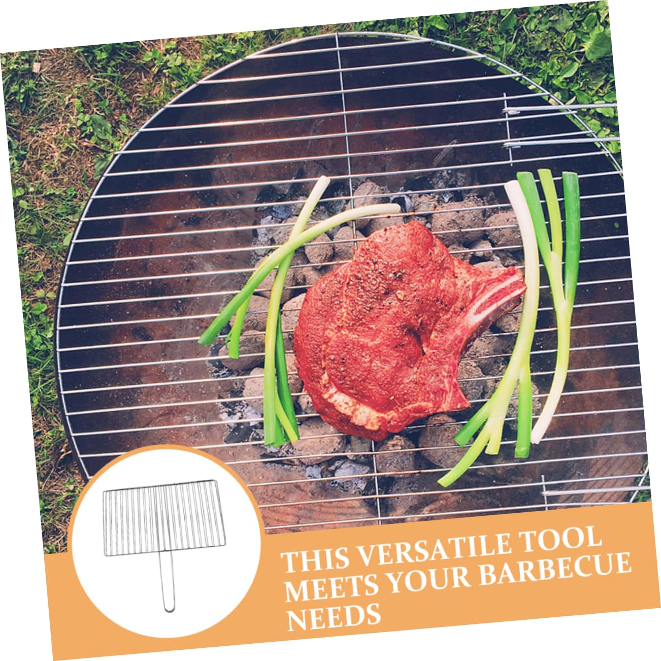 TOYANDONA Cestello per Griglia in Acciaio Inox Spesso per Barbecue All'aperto, con Manico Ergonomico, Rete Antiaderente per Pesce, Carne e Verdure, Accessorio per Grigliate da Campeggio