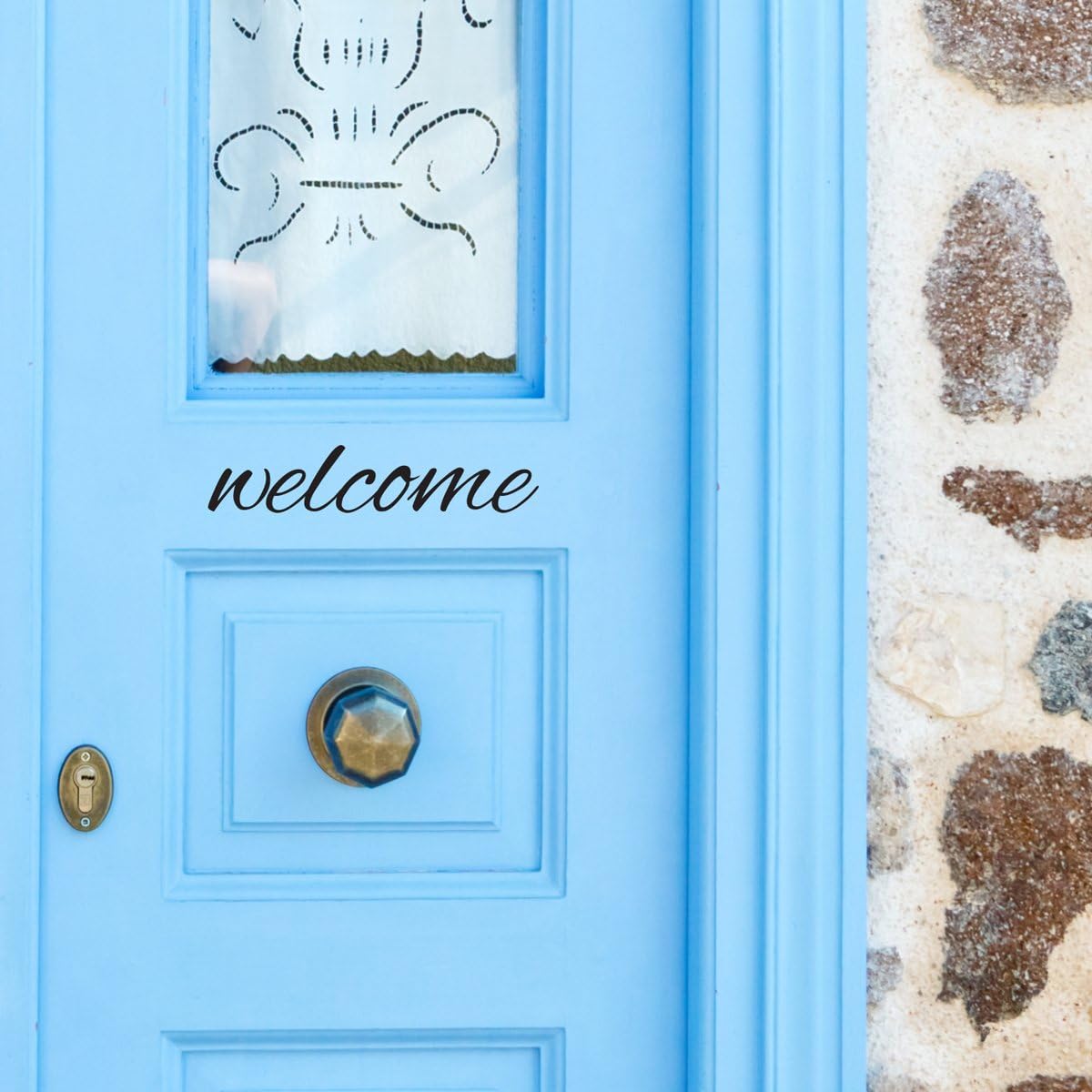 Black Welcome Front Door Vinyl Decal Script Handwriting Wall Art Decor Sticker Lettering Removable - Alexandra Script