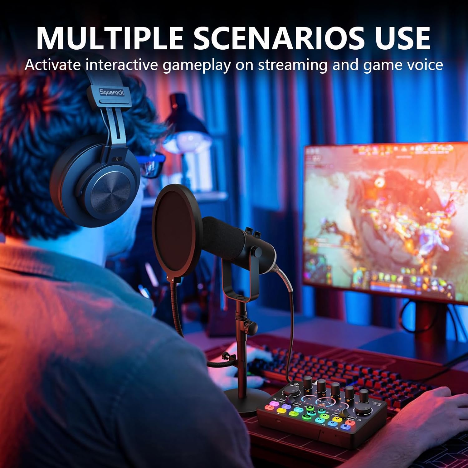 Podcast Equipment Bundle, Dynamic XLR/USB Gaming Microphone & Streaming Audio Mixer with RGB Lights, Perfect for Podcast, Recording, Video Vocal, PC - Image 8