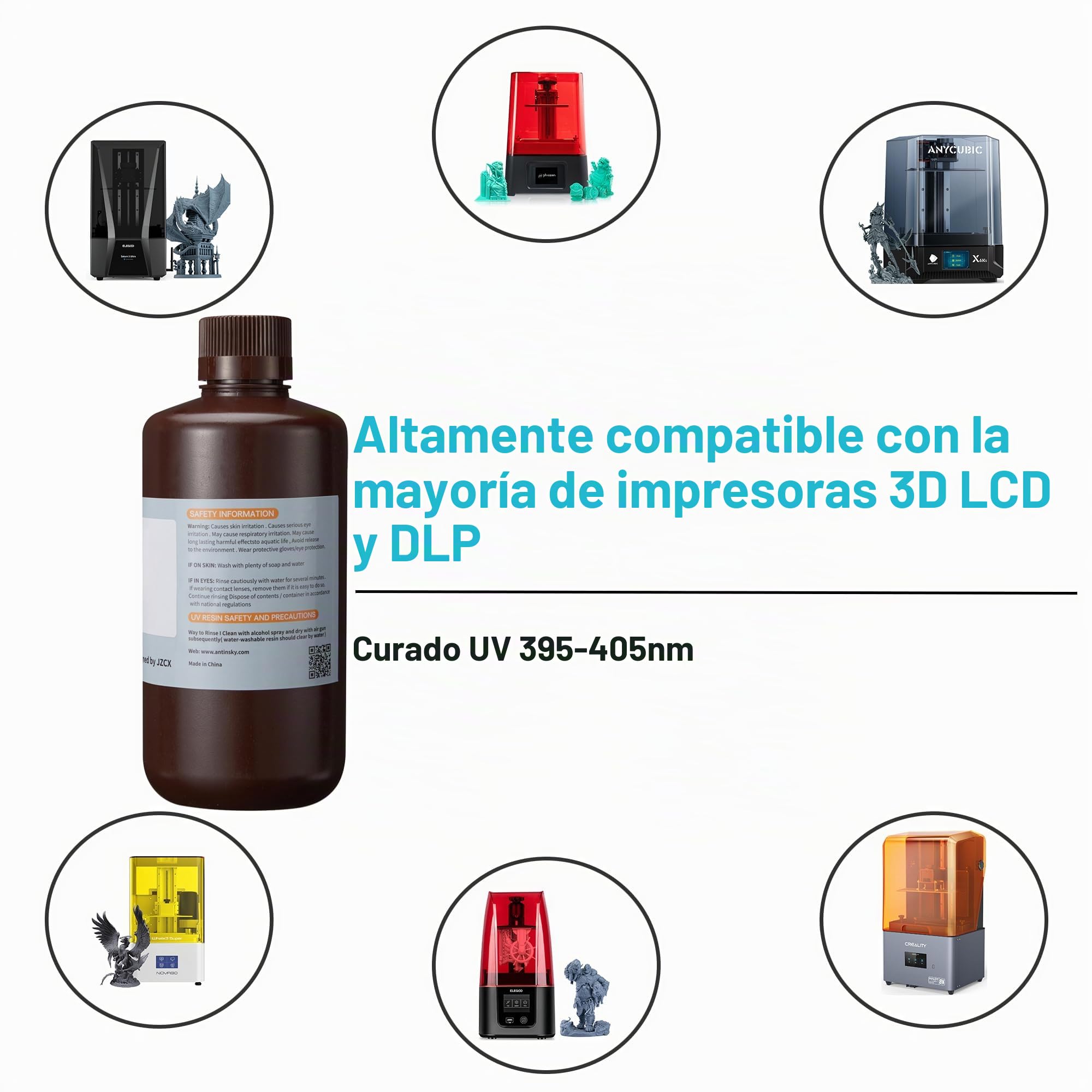 Antinsky Resina de guía dental para impresora 3D DLP LCD Curado UV 405nm para esterilización a alta temperatura Perforación de bajo olor Roscado Alta precisión Alta resistencia Transparente 1KG