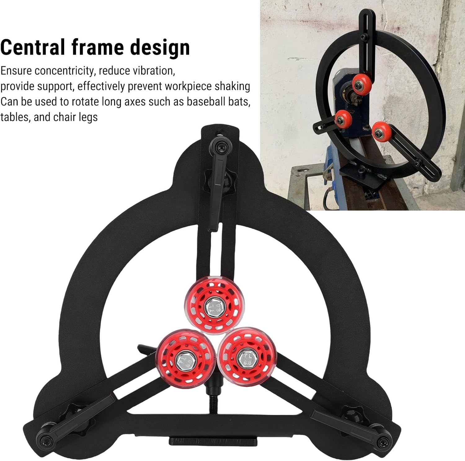 Eujgoov Woodworking Steady Rest, Lathe Tools Wood Lathe Accessories with Quick Wrench for 8 9 10 Inch Spindle Woodturning