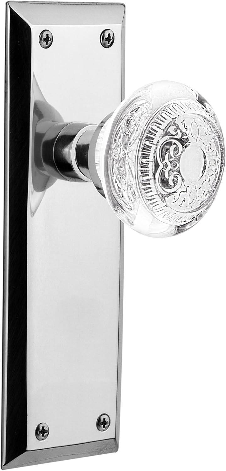 Nostalgic Warehouse 750286 Passage New York Plate with Crystal Egg and Dart Knob, 2.375", Timeless Bronze