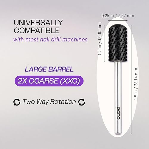 Miniatura 3 de PANA 332" Broca de carburo de seguridad con punta lisa y redonda grande para la eliminación de esmalte en gel y acrílico, herramientas de lima