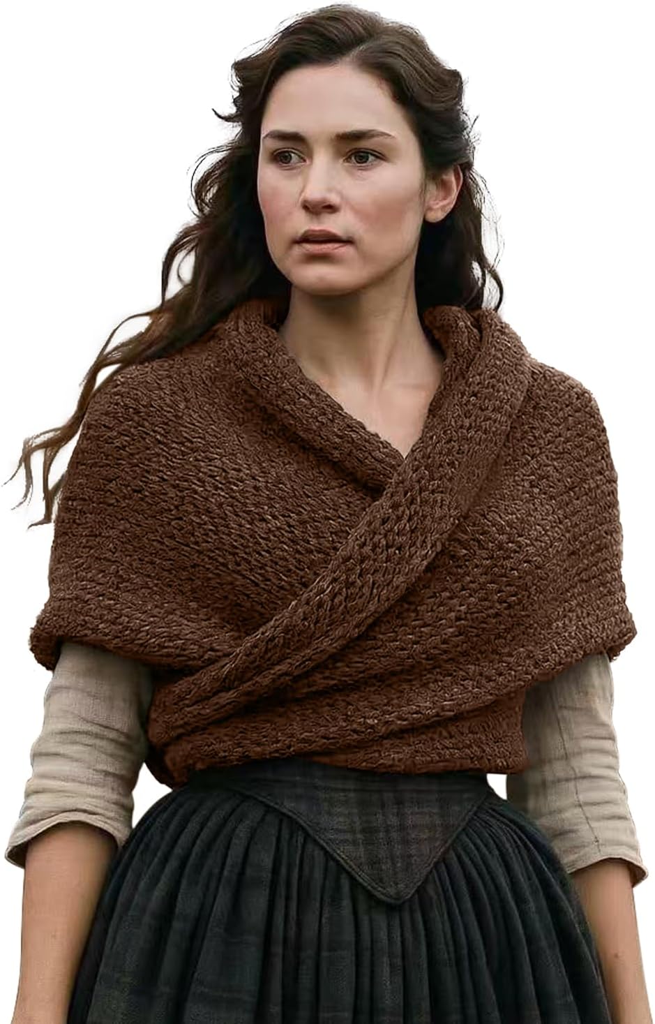 L'VOW Women's Knitted Sontag Shawl Medieval Triangle Sweater Wrap