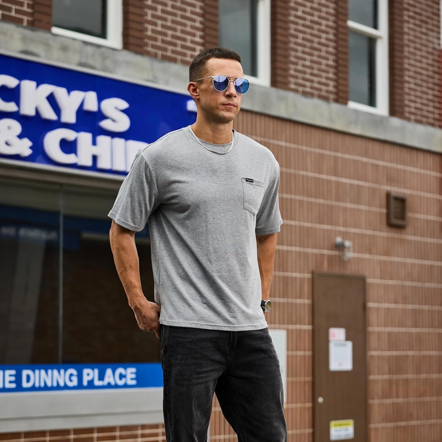 Opomelo Men's Oversized T-Shirts Fashion Casual Short Sleeve Tshirt Workout Oversize Pullover Solid Pocket Tee - Image 3