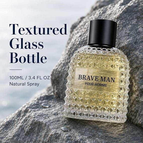 Brave Man for Men Perfume Natural Spray Brave Man Pour Homme for Men's Eau De Parfum Cologne for Men Great Natural Taste for Daily Use Smell Fresh All Day A Gift for Any Occasion 3.4 Fl Oz/100ML