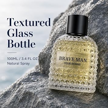 Brave Man for Men Perfume Natural Spray Brave Man Pour Homme for Men's Eau De Parfum Cologne for Men Great Natural Taste for Daily Use Smell Fresh All Day A Gift for Any Occasion 3.4 Fl Oz/100ML