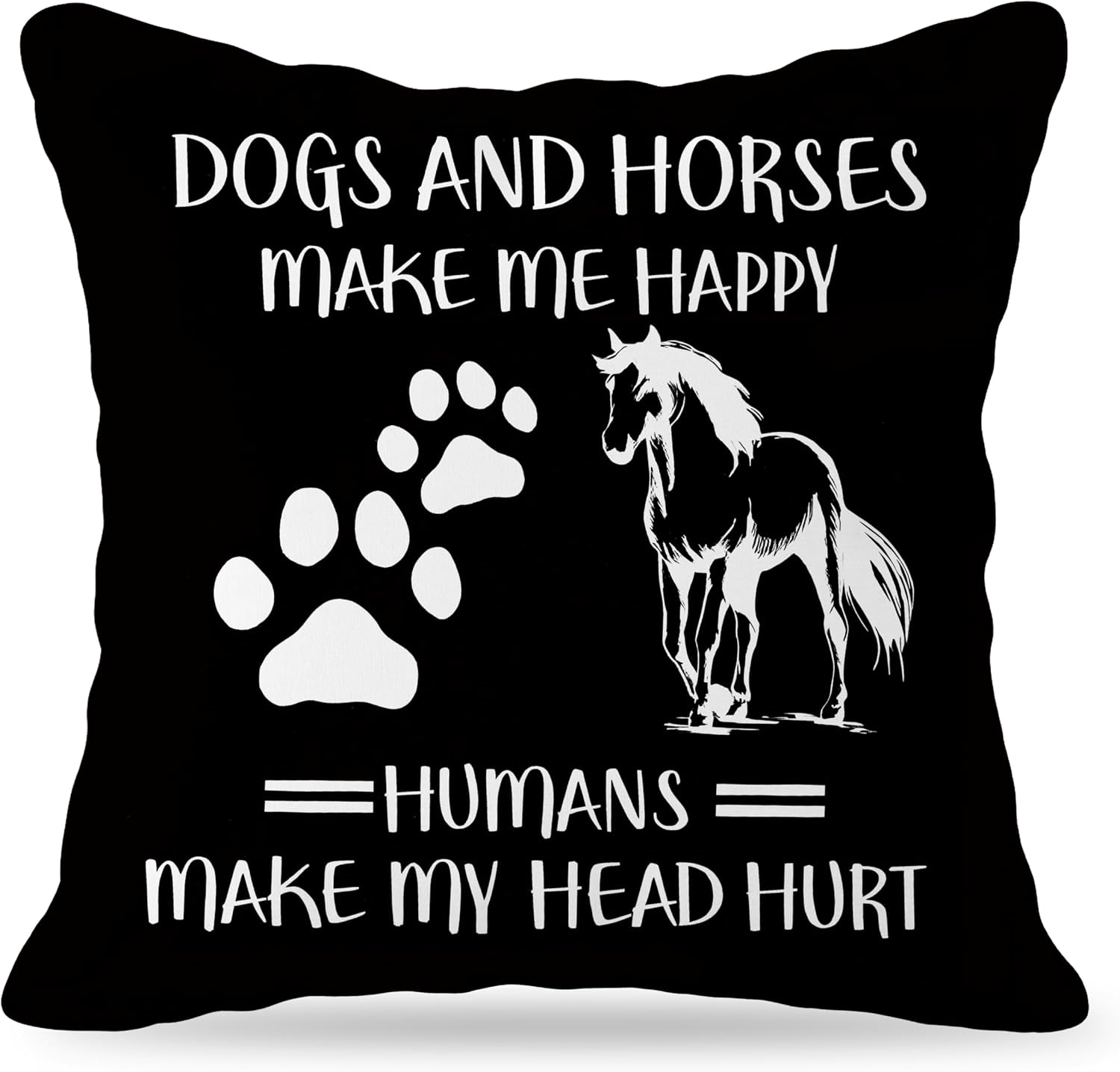 18x18 Dog Lover Horse Lover Gifts Pillow Covers, Animal Print, Black, 1 Pack of 1, Rustic/Farmhouse Style, Throw Pillow Covers for Women, Dog Mom, Horse Girl, Living Room, Bedroom, Outdoor