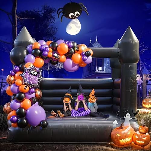 Vista 6 de Casa de rebote negra para adultos y niños, 13.5 pies x 11.5 pies x 10 pies de PVC de grado comercial con potente soplador de 750 W para niños de 5 a