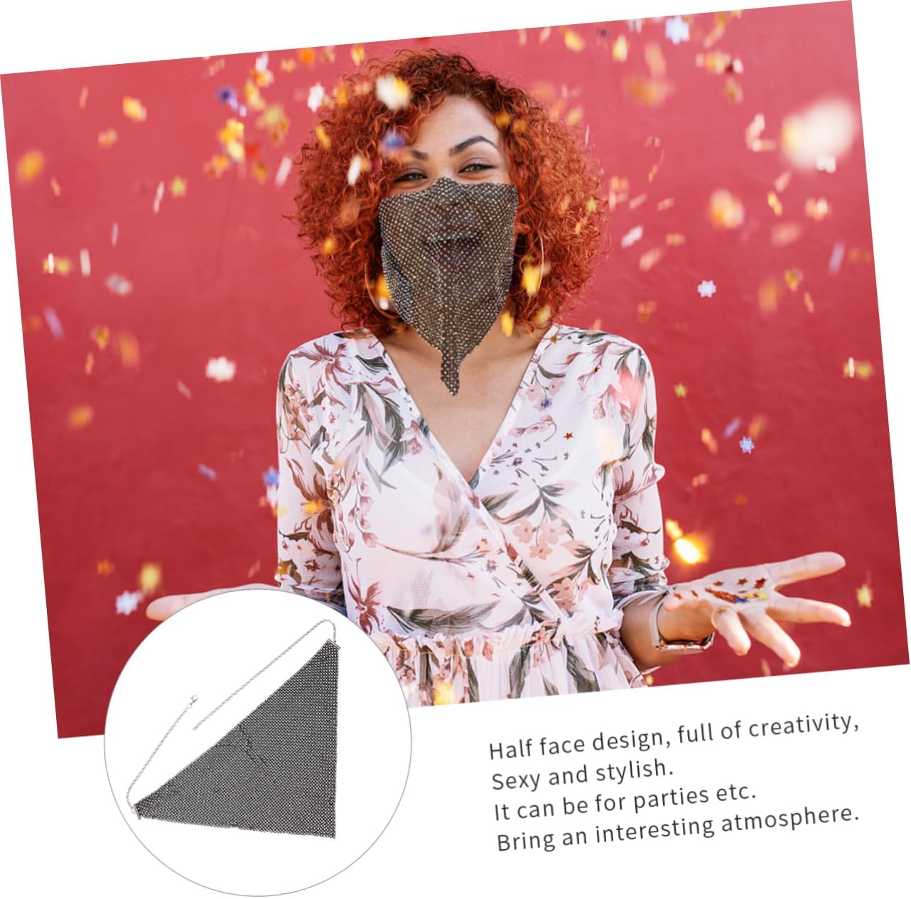 LIFKOME Diamond Half Face Mask Party Mask Performance Paper Dance Halloween Cosplay