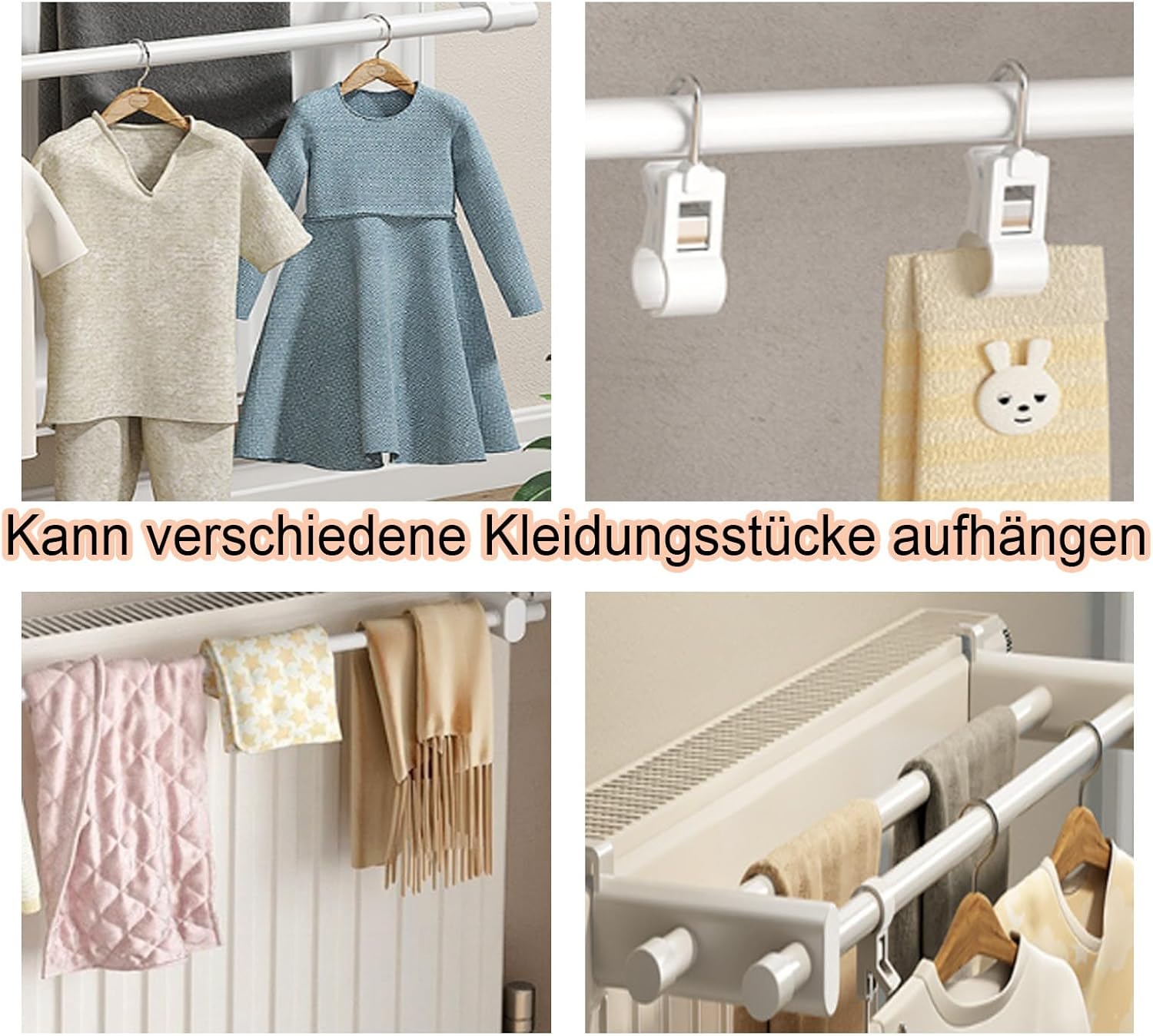 Radiator Towel Holder - 50cm No Drill, White Heating Rack for Towels, Space-Saving Design, Bathroom & Kitchen Essentials, Wall-Mounted Towel Dryer, Stylish & Functional