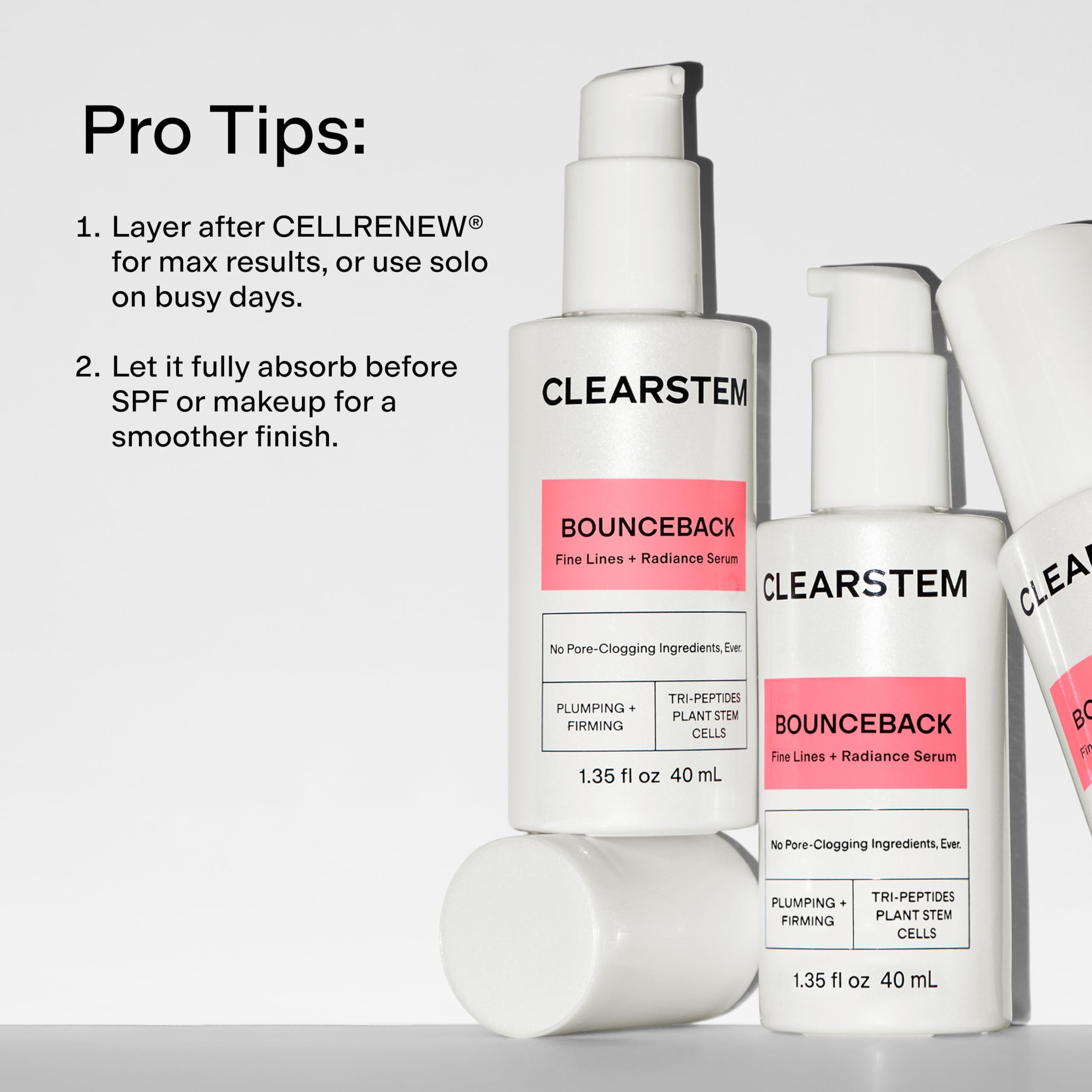 CLEARSTEM BOUNCEBACK Radiant Facial Peptide Serum, 1.35 Fl Oz