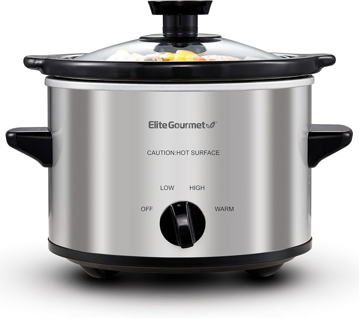 Elite Gourmet MST-250XS Electric Slow Cooker Ceramic Pot, Adjustable Temp, Entrees, Sauces, Stews & Dips, Dishwasher Safe Glass Lid & Crock, 1.5 Quart, Stainless Steel: Crock Pot