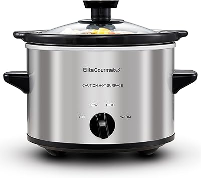 Elite Gourmet MST-250XS Electric Slow Cooker Ceramic Pot, Adjustable Temp, Entrees, Sauces, Stews...