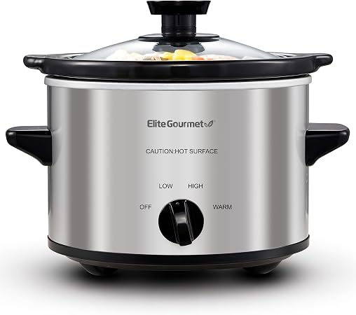 Elite Gourmet MST-250XS Electric Slow Cooker Ceramic Pot, Adjustable Temp,