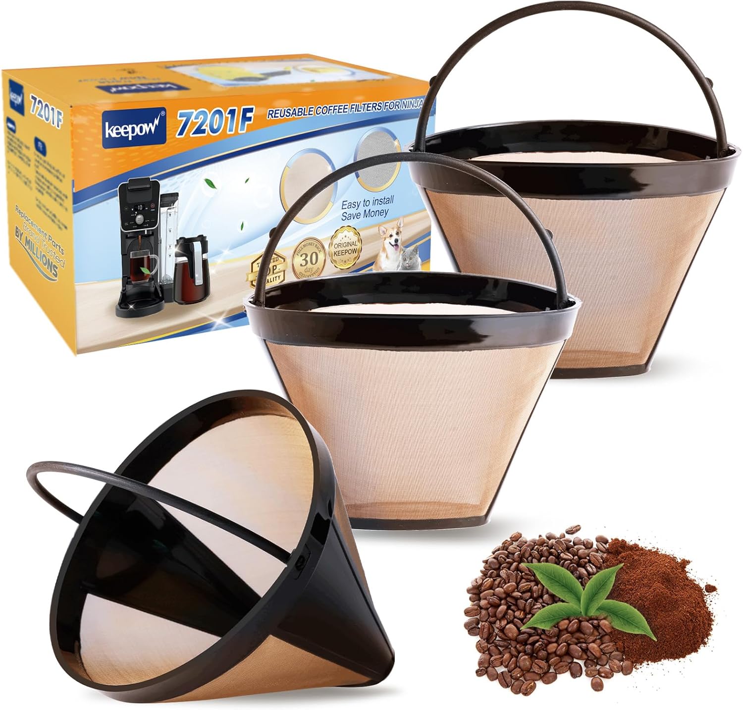 KEEPOW Reusable Coffee Filters 812 cup, 3Pack Cone Coffee