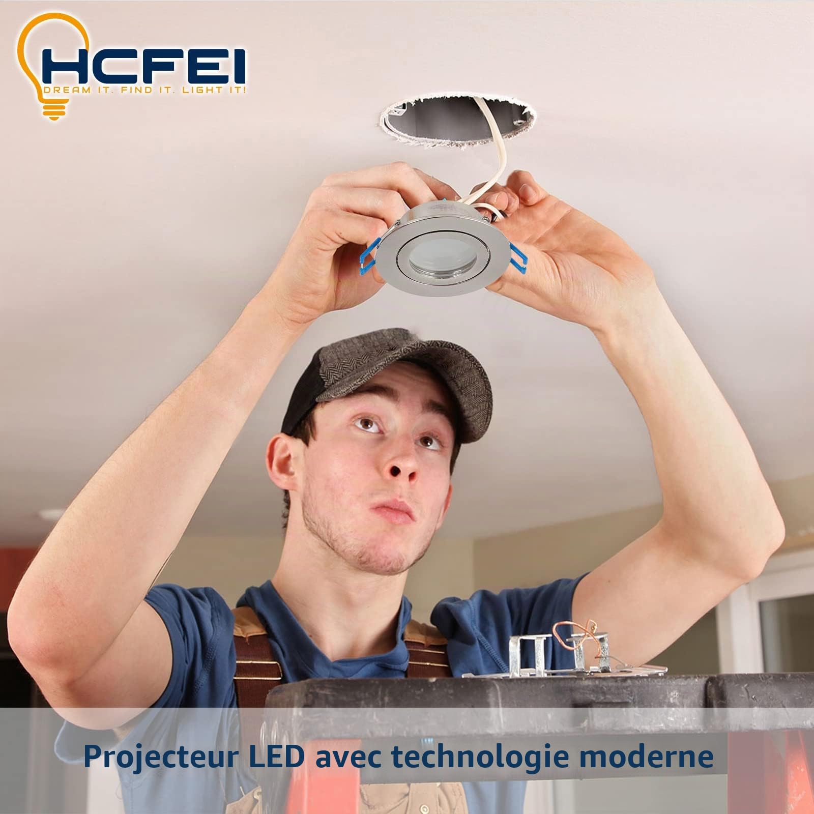 HCFEI IP44 Dimmable LED Spot Encastrable Argent | Aussi pour Salle de Bains | 5W 230V | Lot de 3 Spots | Blanc chaud
