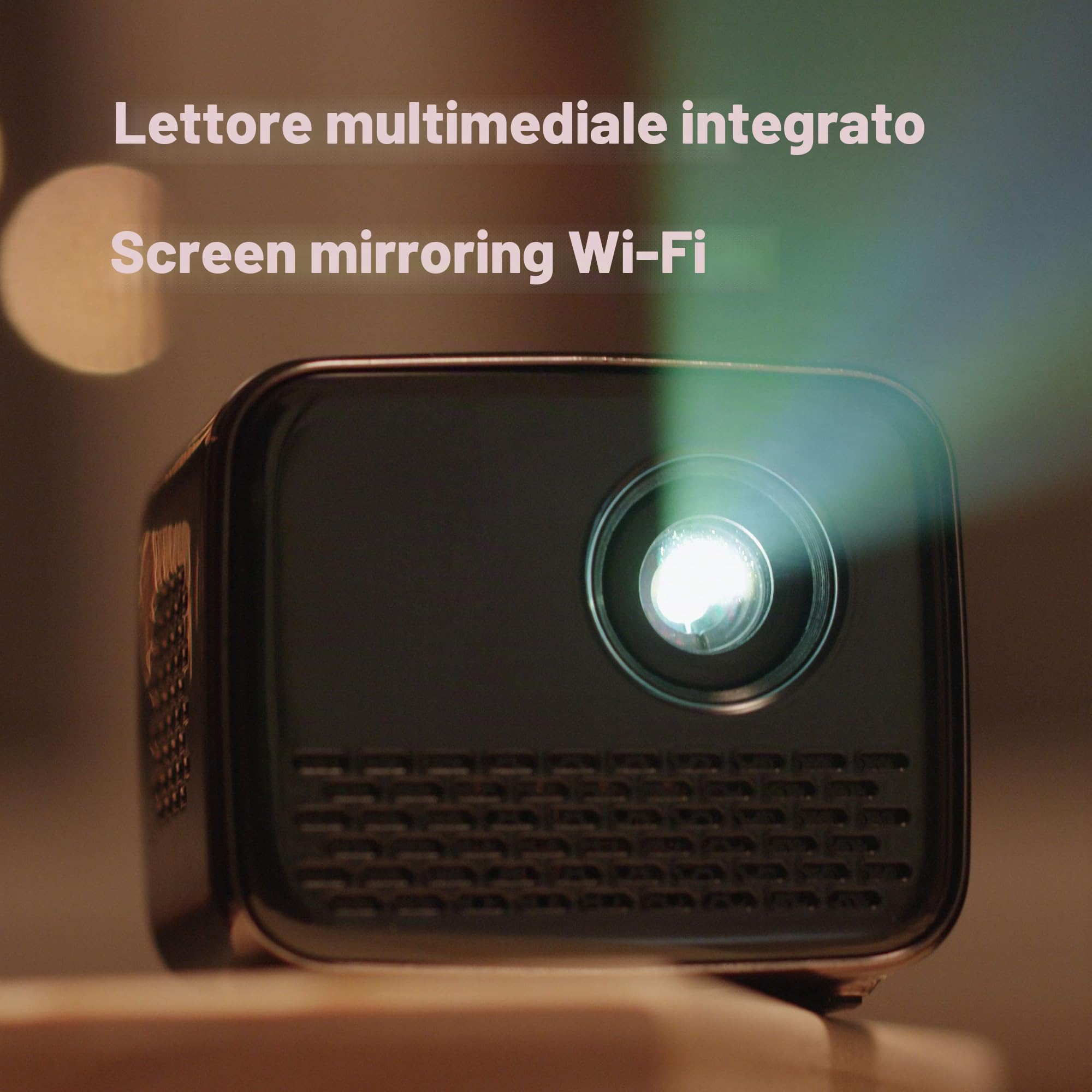 PHILIPS PicoPix Nano Proiettore mobile, Dimensioni ridotte, proiezione delle immagini fino a 60", 80 min con batteria, Mirroring del monitor, Altoparlante e batteria incorporati, nero