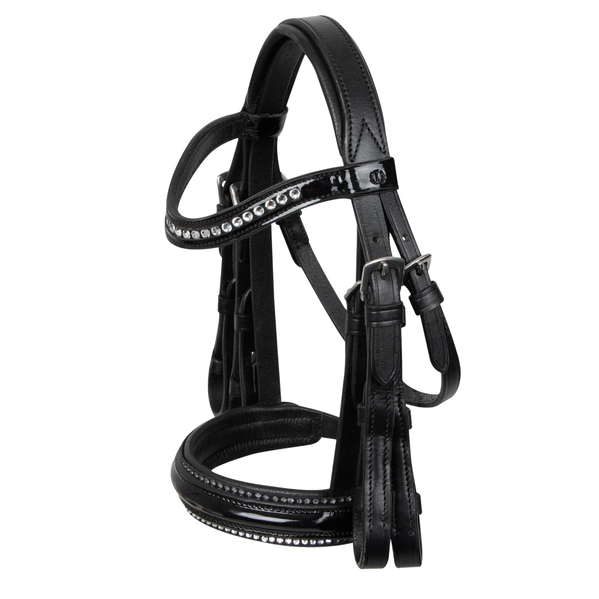 Imperial Riding Hobby Horse Weymouth Trense Grand Prix, Steckenpferd Kandarenzaum ohne Zubehör, mit Strass & Lack-Nasenriemen, Trensenzaum ohne Gebiss und Zügel, Schwarz