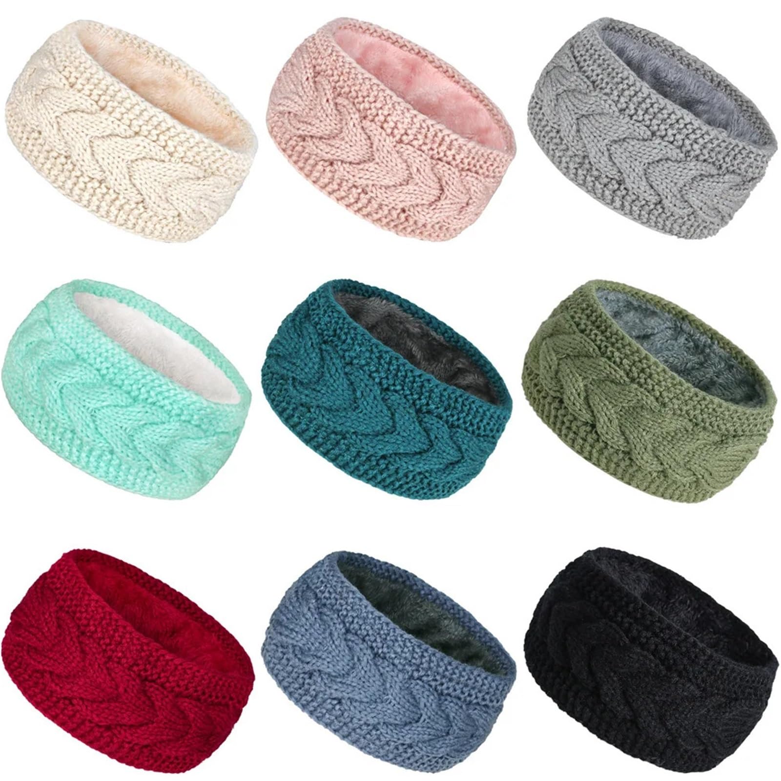 Stirnband 3-teilige gestrickte Innenschicht for den Winter mit winddichtem und warm haltendem Stirnband Winter Stirnband(Dark Green)