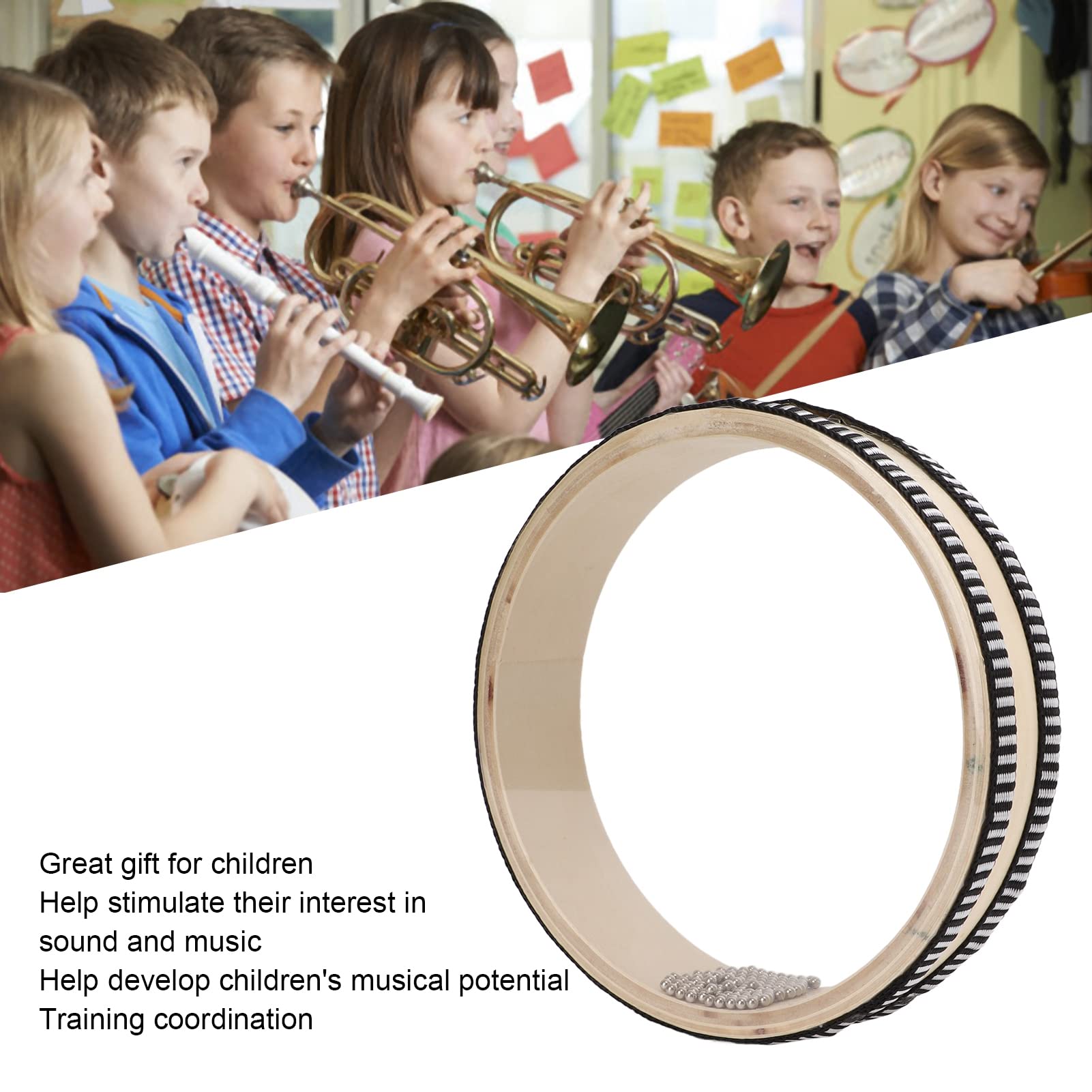 Tamburo Oceanico Legno 6.1'' - Strumento Musicale Con Perline Che Imita Il Suono Del Mare - Foto 6