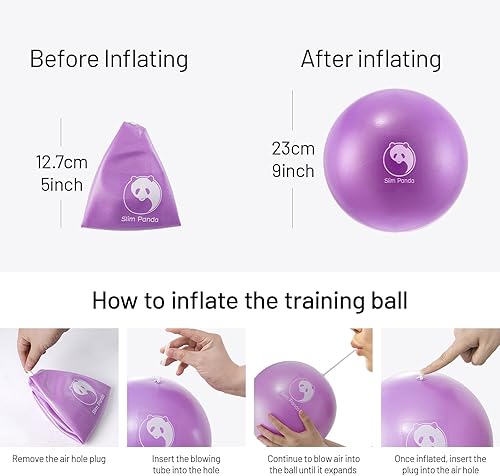 Miniatura 4 de Slim Panda Pelota de pilates, pelota de ejercicio pequeña de 9 pulgadas para yoga, entrenamiento, doblador, entrenamiento de núcleo y terapia