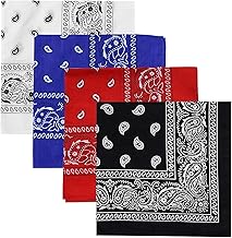 DIKHAWA Unisex Soft Breathable Cotton Paisley Printed Cowboy Bandanas,Headband,Scarf (Multicolour_50CM X 50CM)