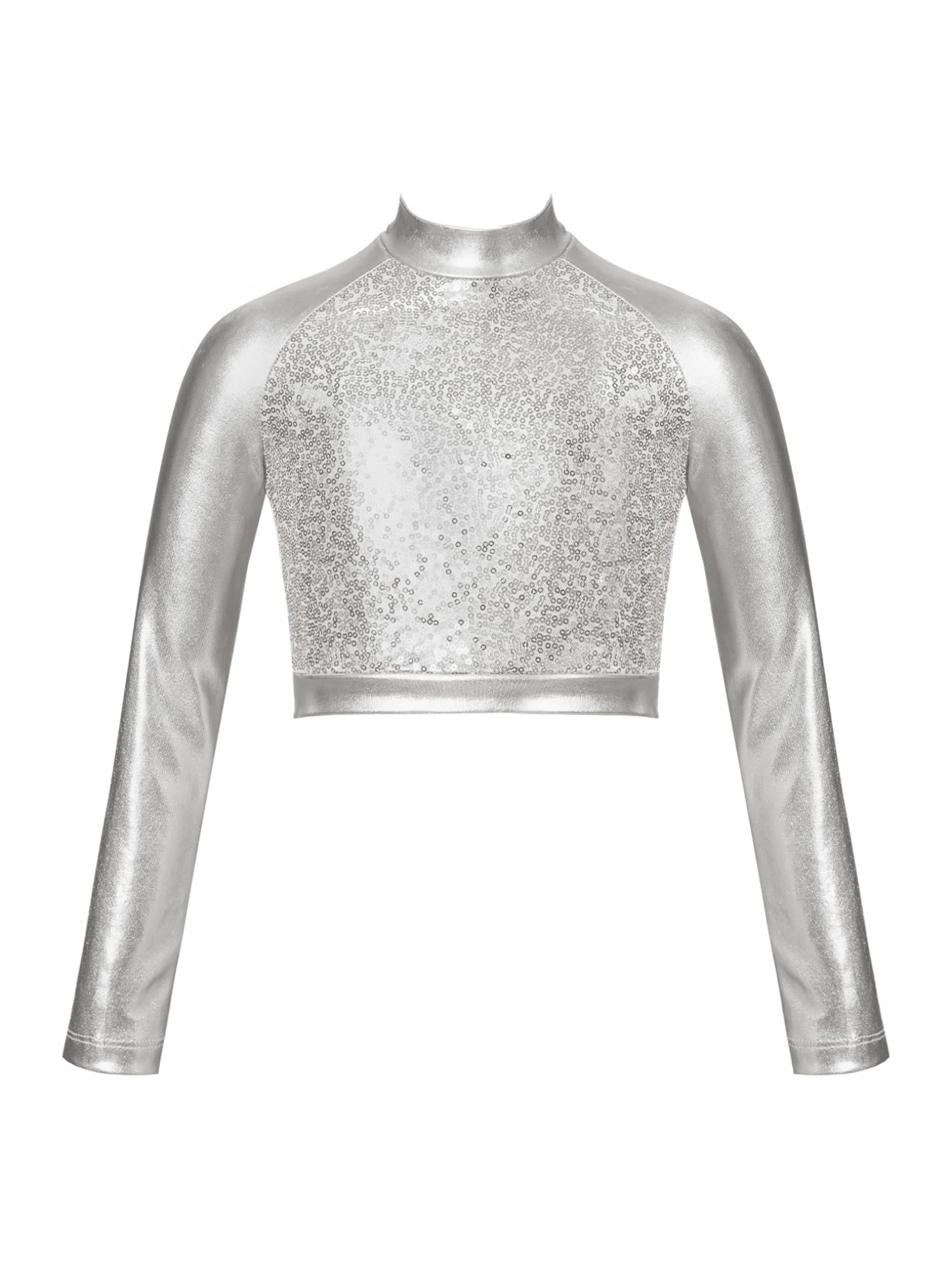Freebily Chemise Sequins Enfant Garçon Manches Longues - Haut Brillant Danse Jazz Performance 4-14 Ans