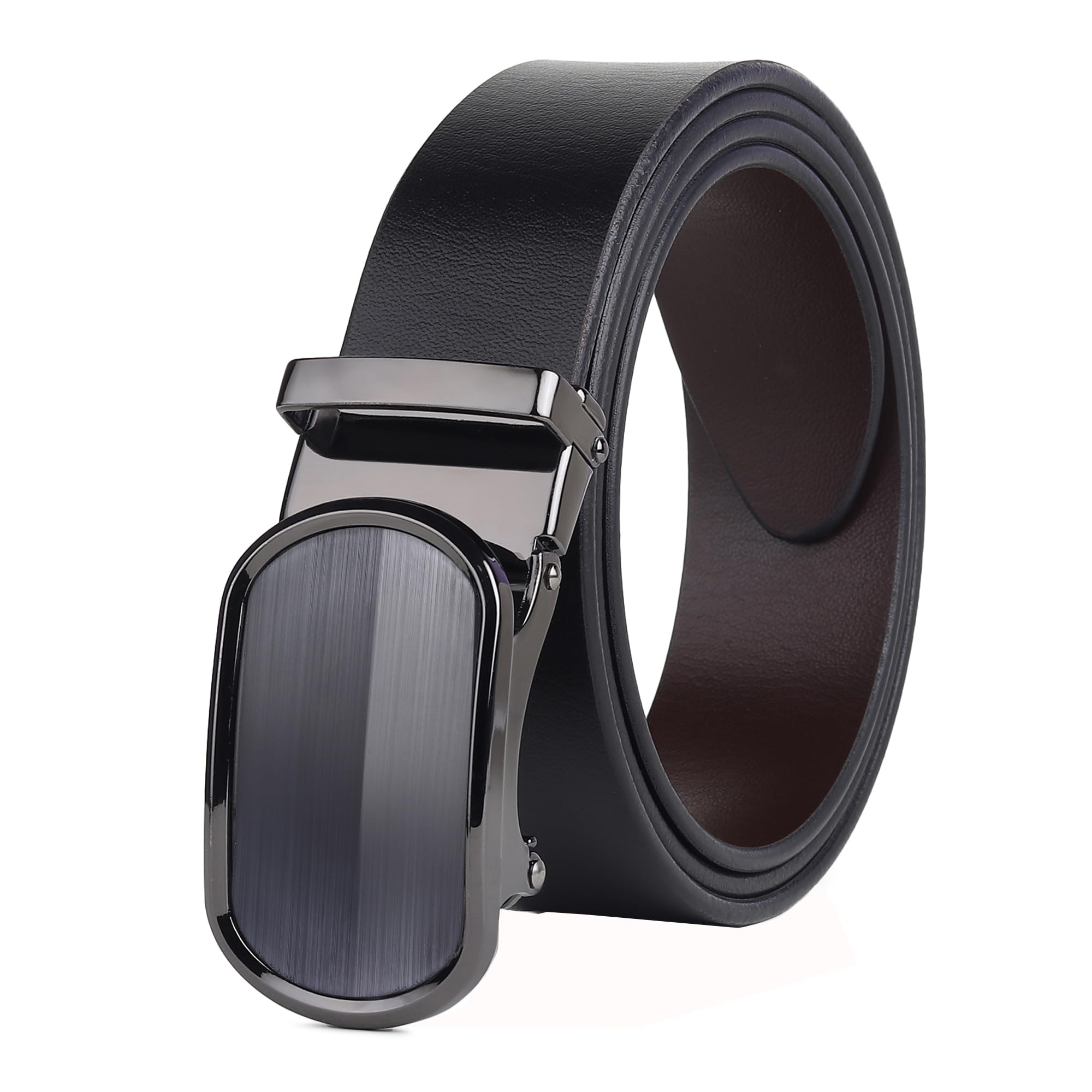 Men’s Formal Party Evening Genuine Leather Autolock Buckle (Black) Belt-picture-47