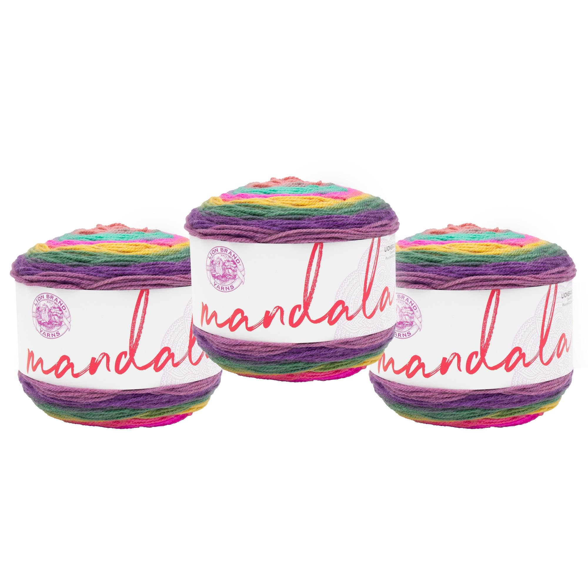 Lion Brand Yarn Mandala, Multicolor Yarn for Knitting, Crochet and Crafting, Mantis, 3 Pack