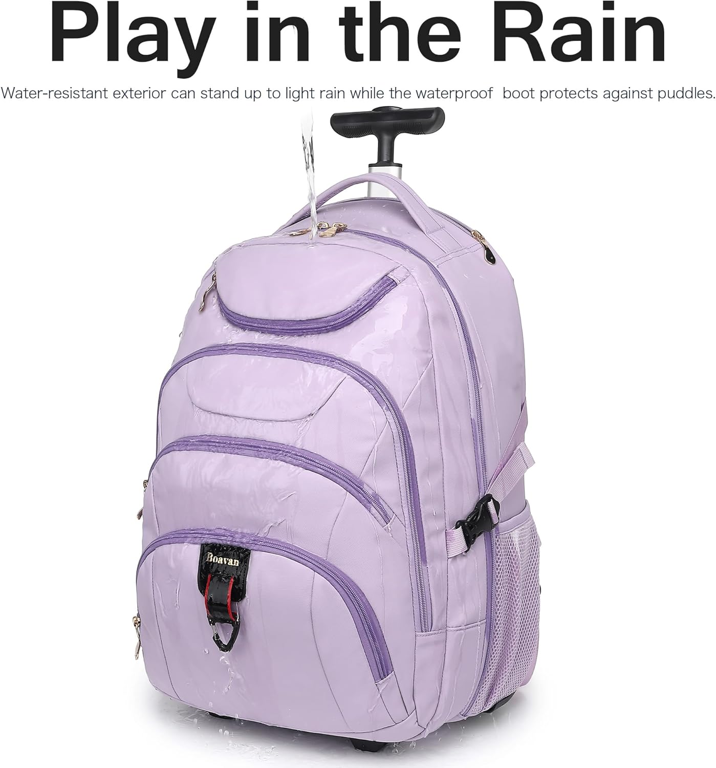 Boavan Rolling Backpack for Women, 17.3 Inch Wheeled Laptop Backpack,Large Travel CarryOn Bag for Teachers College Students, USB Charging Port Waterproof Business for Airplane Overnight Luggage，Purple