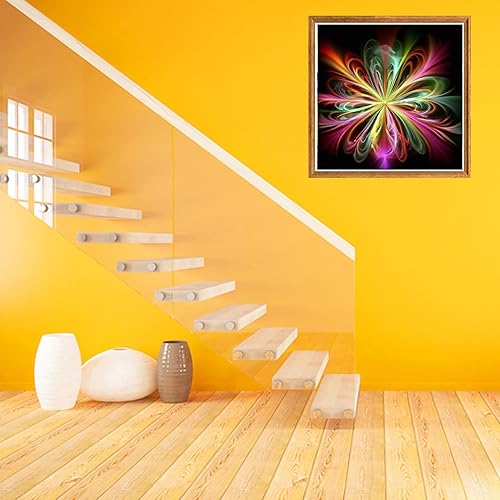 Miniatura 3 de Bimkole Kit de pintura de diamantes 5D, hojas con purpurina, taladro completo, juego de bordado abstracto de diamantes de imitación para bricolaje,