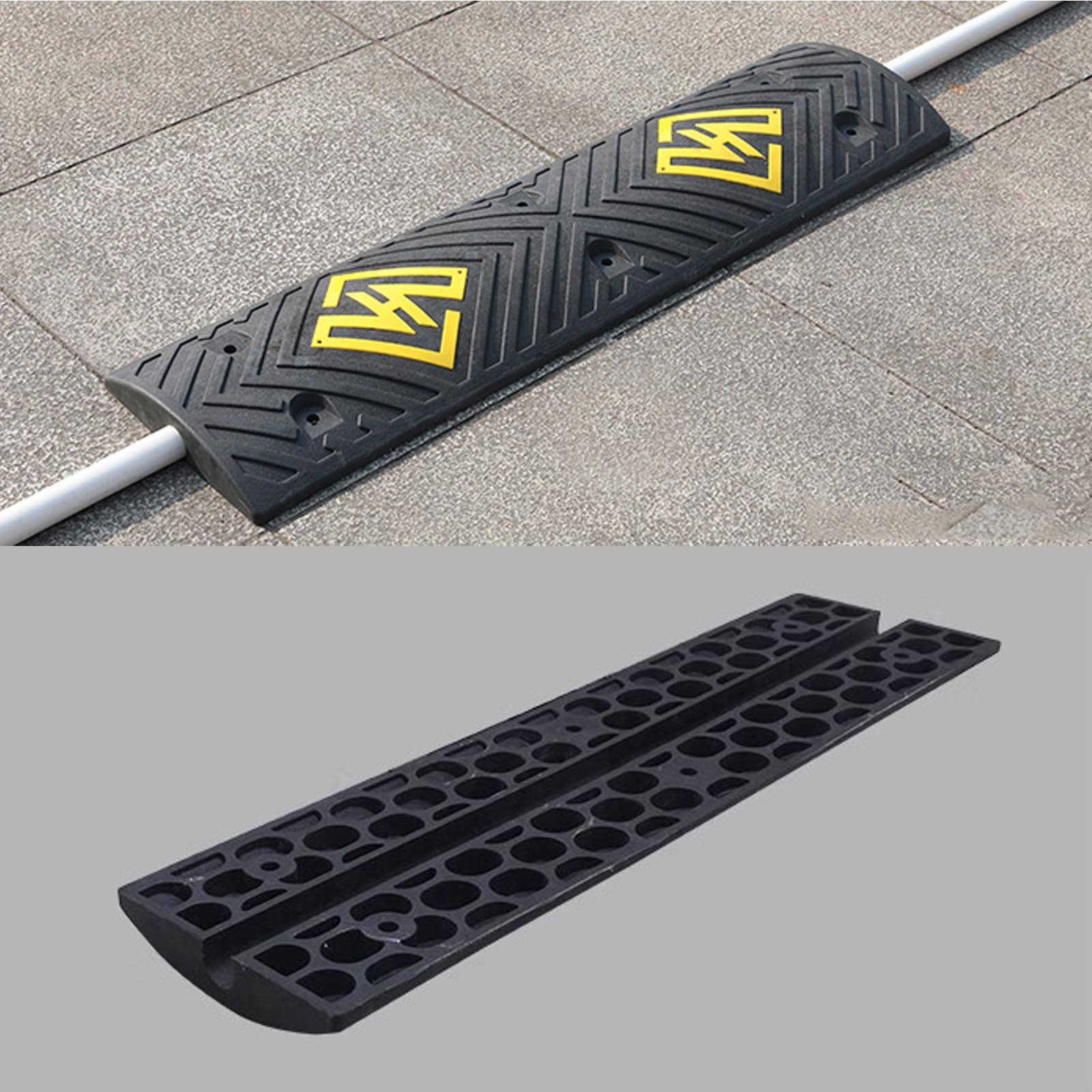 Rampa Protectora Antideslizante de Alta Resistencia para Cables: topes de Goma para mangueras multicanal, Ideales para garajes y aparcamientos. Rampa de Seguridad para Cables.