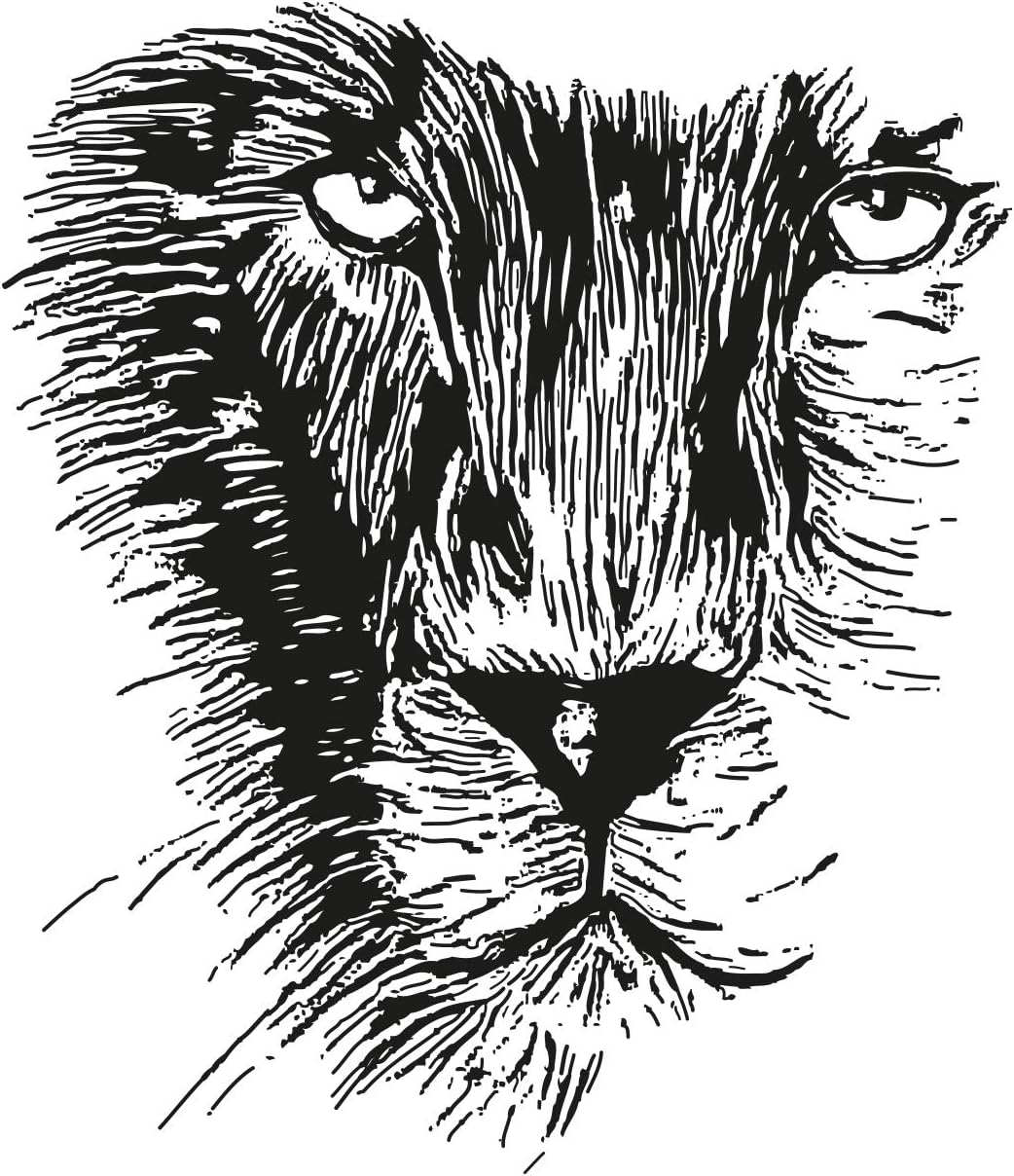 Lion Face Wall Decal Sticker. 36in X 31in. (Grey) - Easy to Apply/Removable. Made in The USA. #OS_AA541s-36x31-Grey