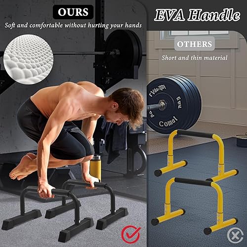 Miniatura 4 de Barras de inmersión, 700 libras, 9 pulgadas de altura, con mango de EVA para el hogar, gimnasio, gimnasia, equipo de calistenia, apartamento, patio,