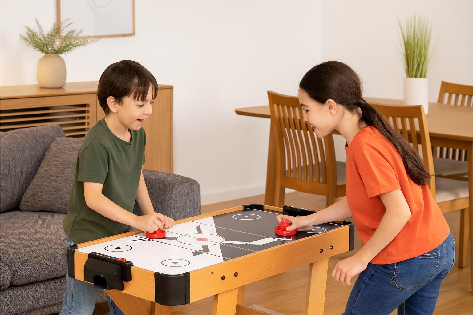 Juego de Air Hockey de Mesa Eléctrico - con Discos y 2 Marcadores Manuales - Juego Arcade para 2 Jugadores +3 años - Estructura Resistente de Madera - Mesa de Aire para Niños y Adultos