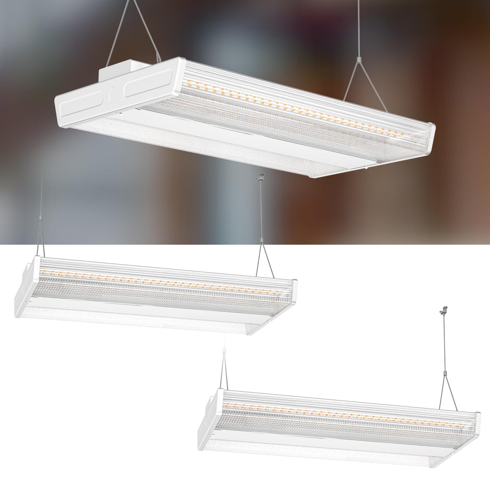Lightdot 2Pack 2FT LED High Bay Shop Lights,200W 28000LM (Eqv. 800W MH/HPS), 5000K,100-277V Driver Equipped, Diamond Diffusion Linear Hanging Lights for Warehouse/Workshop/Factory, 5-Year Warranty