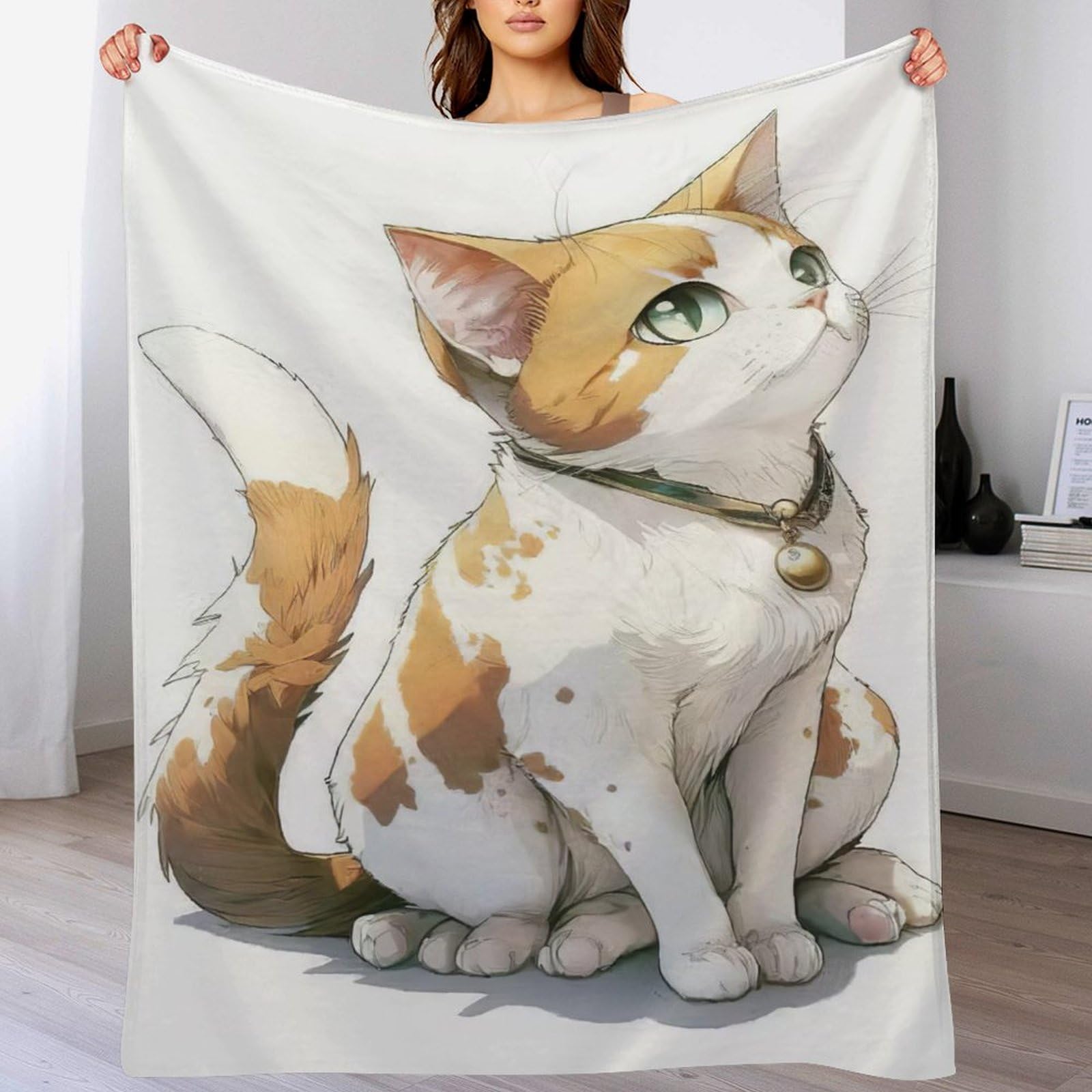 Couverture polaire chat anti-froid en flanelle légère super douce pour lit et canapé