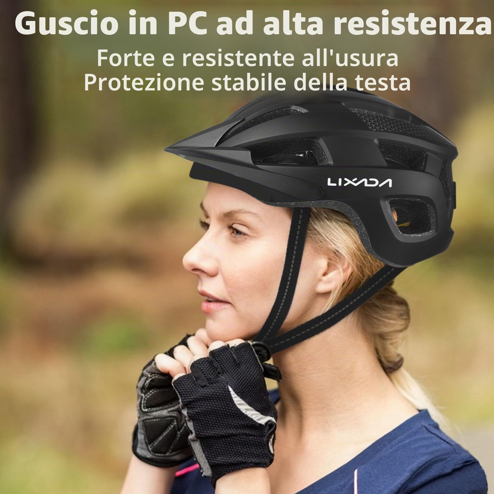 Lixada Casco da bicicletta con luce, 54-62 cm, speciale casco da bicicletta da donna, uomo, bambino, con visiera, pieghevole e posteriore per uomo e donna