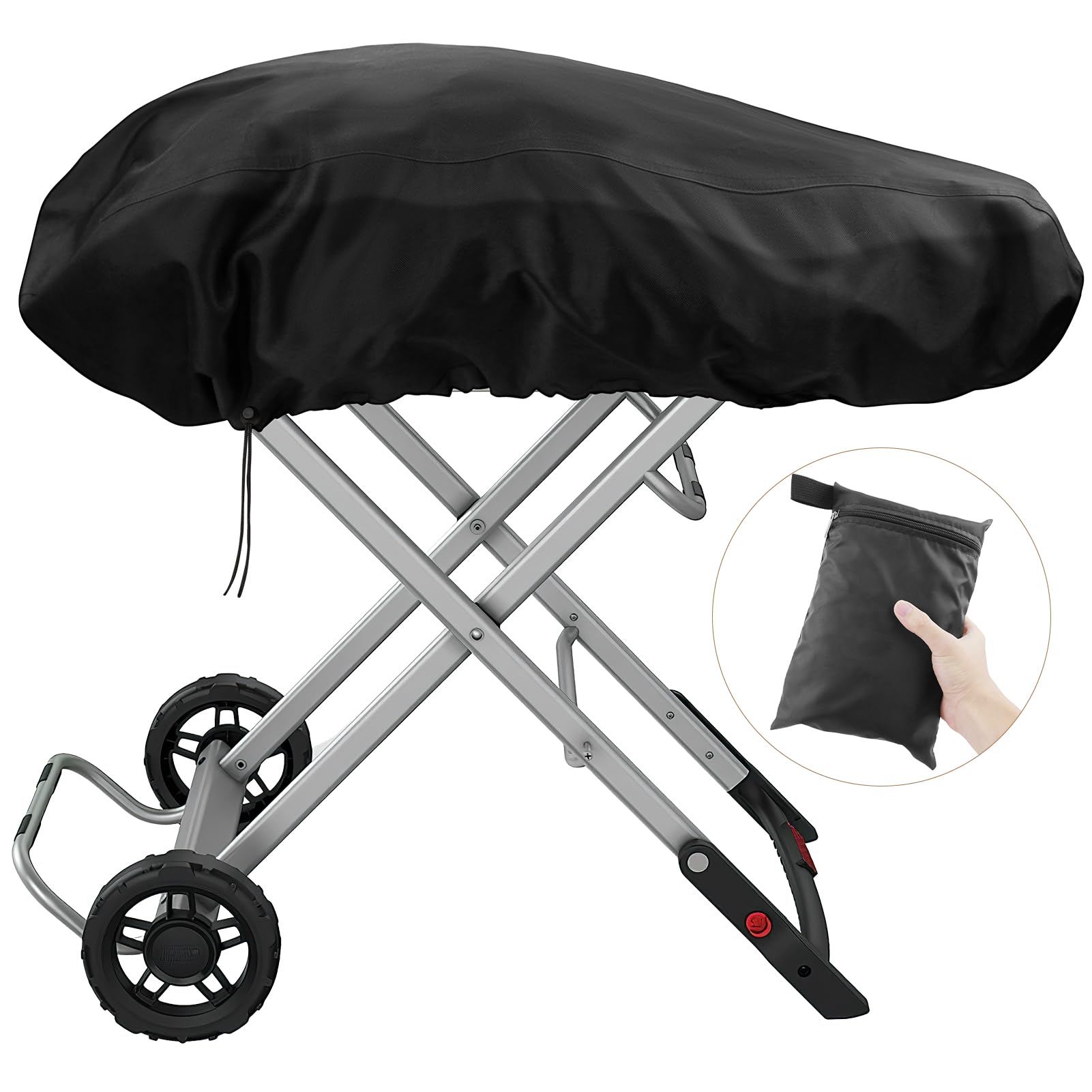 Weber - Parrilla de gas portátil 9010001 Weber Traveler, resistente al agua, tela Oxford 600D, resistente a la intemperie, portátil, con accesorios de parrilla Coleman Roadtrip Gourmet