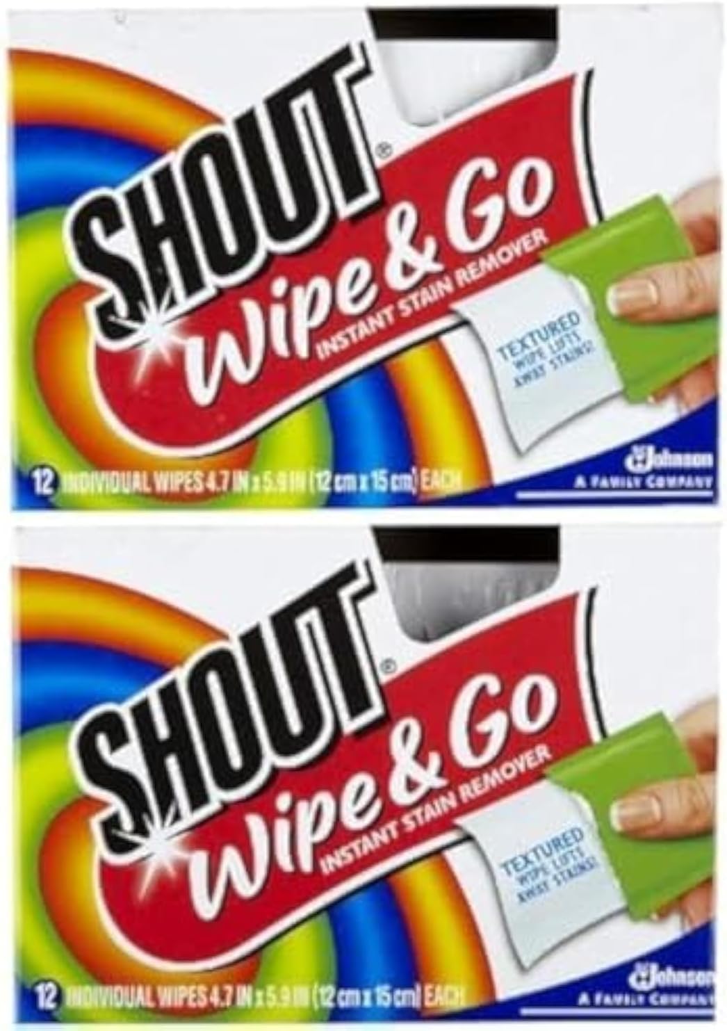 Shout Stain Remover Wipes, 12 Count (Pack of 2)