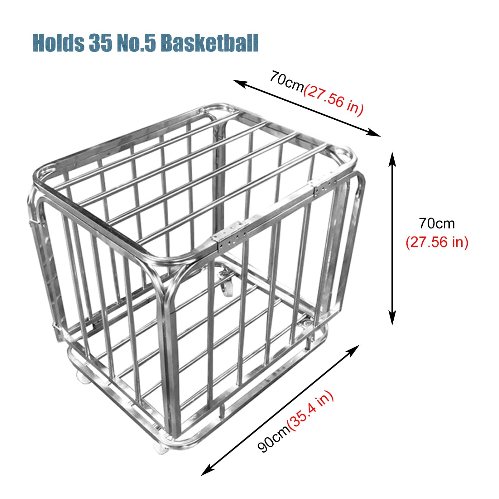 Großer faltbarer Sportballwagen mit Schloss, robuster Aufbewahrungs-Organizer für Fußball, Basketball, Volleybälle, Garage, Fitnessgeräte