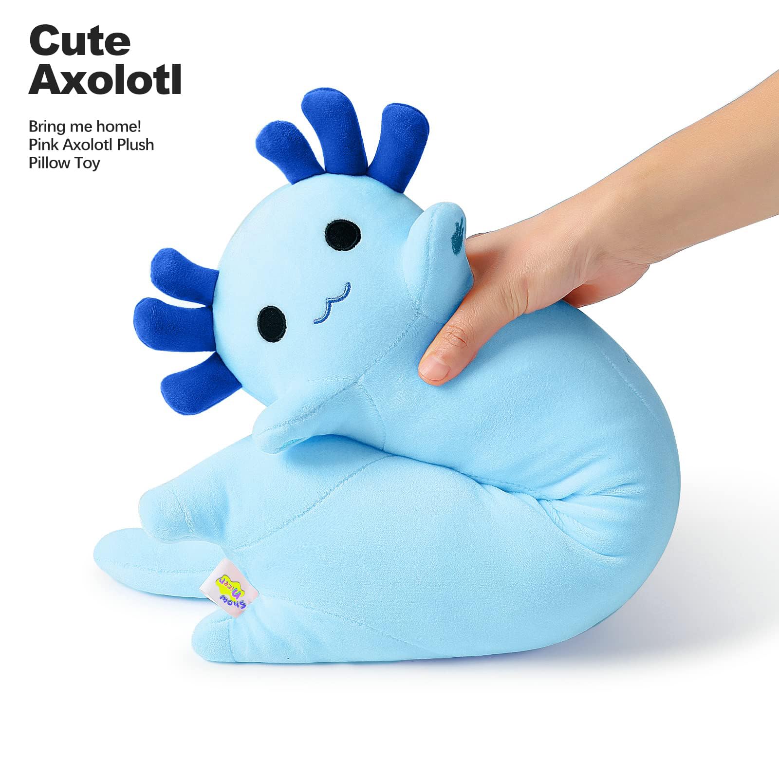 Oreiller Long Axolotl Yeqivo - Peluche Douce 110cm, Cadeau Enfant Ou Adulte (Bleu)