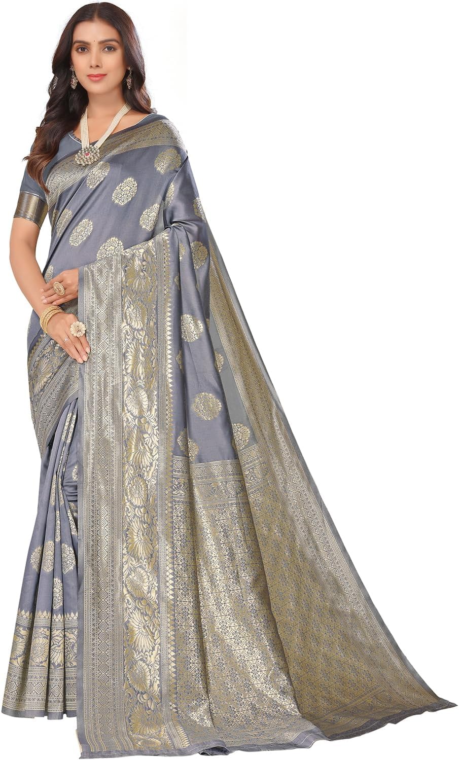 leeza storeWomen's Kanjivaram Soft Silk Banarasi Rich Pallu Sarees With Blouse Piece