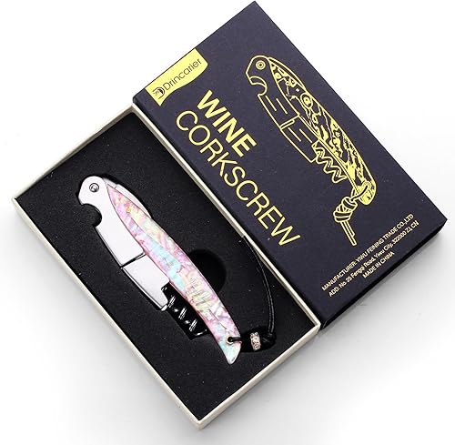 Miniatura 2 de Sacacorchos de camarero con mango de concha, abrebotellas de sacacorchos, herramienta de llave de vino 3 en 1 con cortador de lámina y doble bisagra